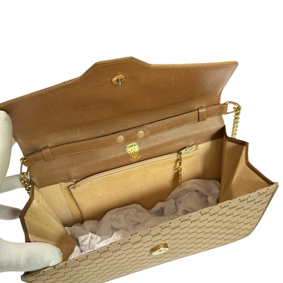 RARE Genuine Vintage GUCCI GG Logo Chain Shoulder Bag Clutch Bag Purse - Picture 8 of 16